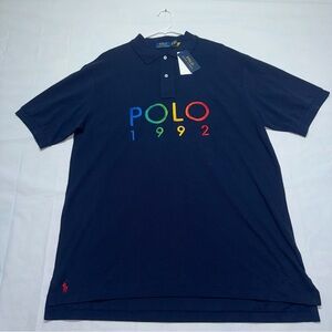 Polo by Ralph Lauren Men's Shirt in Navy with Multicolor 1992 Logo XLT